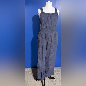 Universal Thread Textured Navy Wide-Leg Jumpsuit Size-XXL